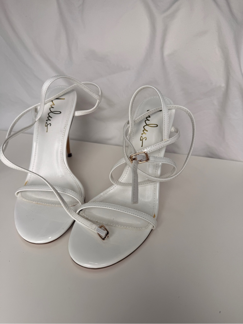 Lulu’s Strappy Stiletto Sandals — White